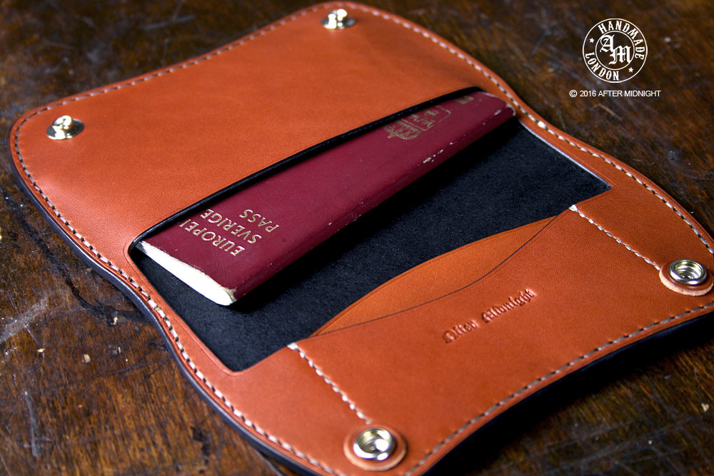 Passport Holder in Black with Tan Interior